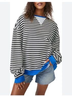 We the Free striped crew- size medium
